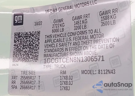 2022 Chevrolet Colorado 4Wd Short Box Lt из США, поврежденный, VIN 1GCGTCEN8N1306571